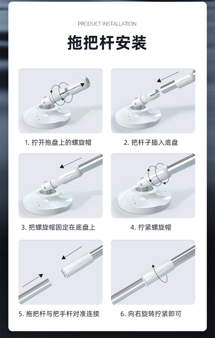 免手洗拖把桶旋转家用懒人地拖省力自动甩水旋转拖把桶好神拖