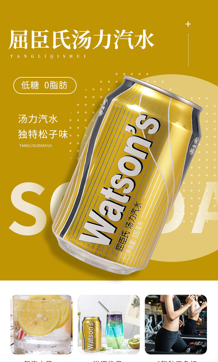 罐装苏打水易拉罐气泡水鸡尾酒调料饮品330ml24罐整箱