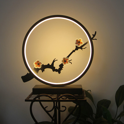 简约现代卧室台灯温馨可调光床头艺术装饰台灯创意个性陶瓷梅花灯