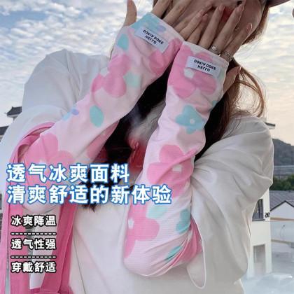 防晒冰袖女款袖套手套高颜值夏季开车电动车遮手指宽松男防紫外线