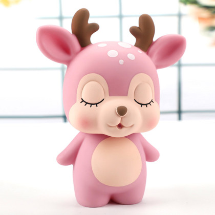 幸运鹿创意卡通小鹿女生可爱儿童存钱罐男孩女孩防摔搪胶储蓄罐