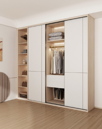 推拉门衣柜定制整体大衣柜组合次卧家具三门收纳衣橱移门柜子定做