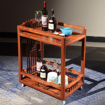 红木送餐车酒店餐厅服务车双层酒水车茶水车点心车蛋糕车