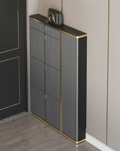 超薄鞋柜17cm轻奢岩板意式极简家用门口入户玄关柜翻斗式窄柜