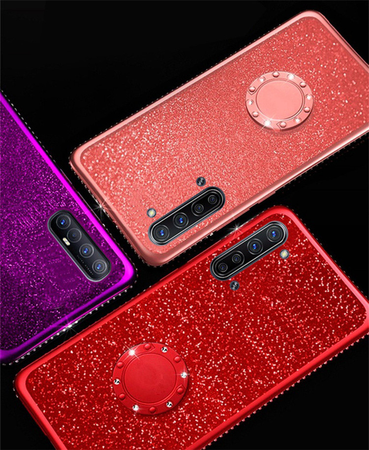 适用opporeno4闪粉边钻壳r17/a83/k3/a92s/realme3磁吸支架保护套