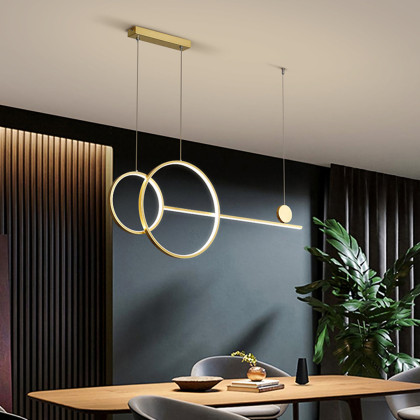 餐厅吊灯饭厅餐桌灯具轻奢北欧吧台led线条灯现代简约