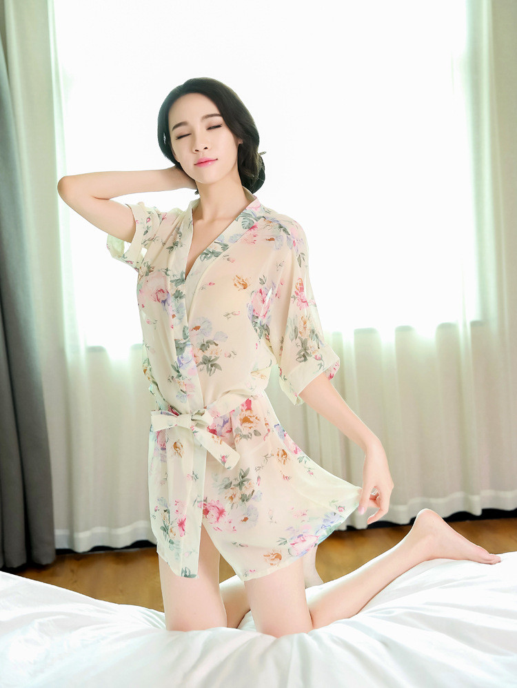 情趣内衣激情挑逗性感蕾丝诱惑性感透明情趣开襟诱惑长裙式睡衣