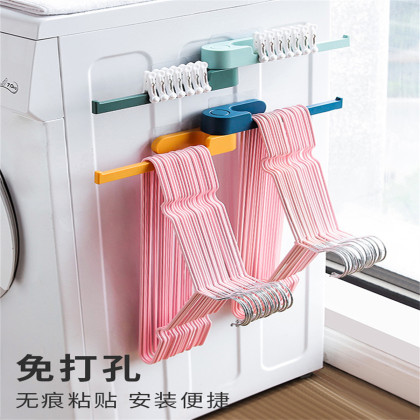 衣架收纳整理架阳台挂衣架神器免打孔可折叠晾衣杆挂钩置物收集器
