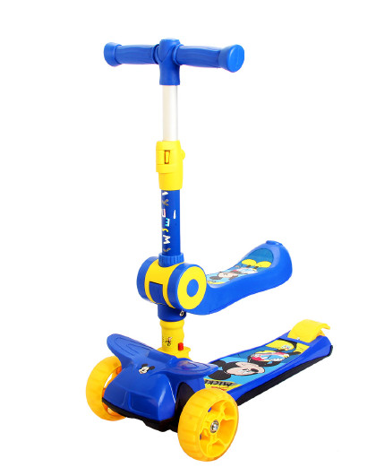 儿童滑板车二合一带座椅可折叠2-10岁可坐可滑闪光溜溜车