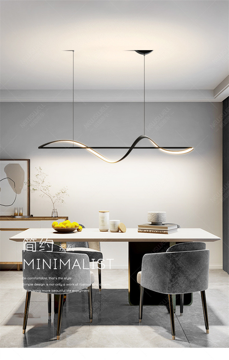 意式极简餐厅灯现代简约一字长条饭厅吧台设计师个性创意餐桌吊灯