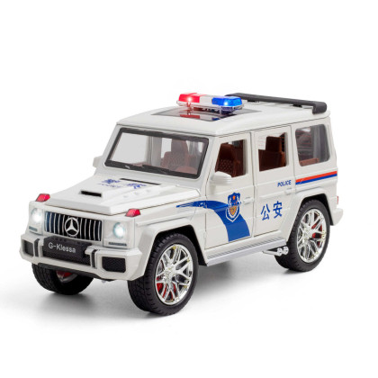 1:24奔驰g63警车公安特警仿真模型合金汽车儿童玩具男女孩礼物
