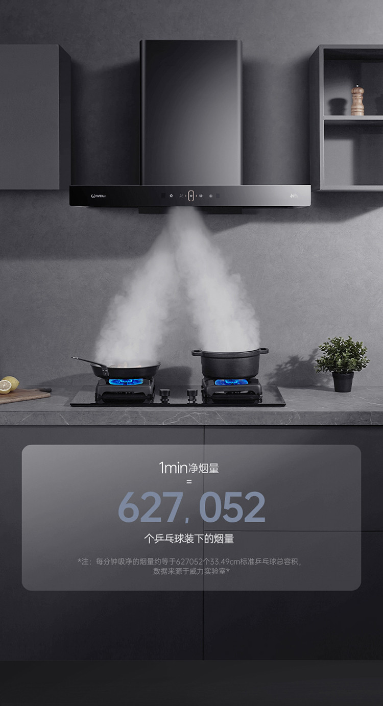 威力顶吸式抽油烟机家用厨房大吸力抽烟机欧式智能体感