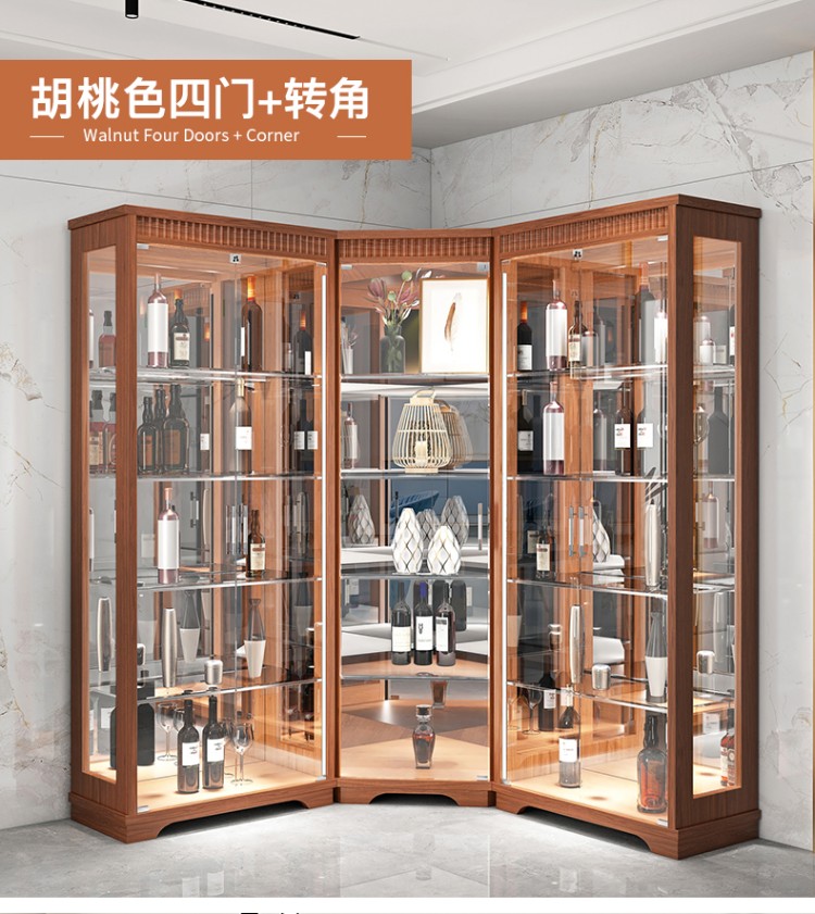 实木玻璃酒柜展示柜客厅家用现代简约储物柜中式酒柜