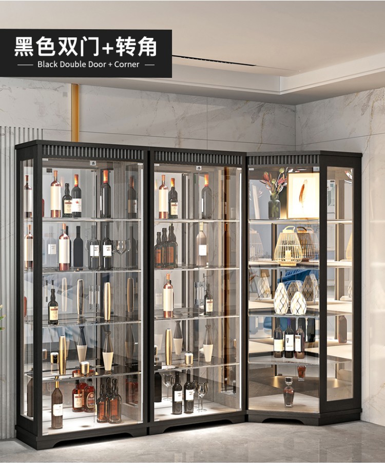 实木玻璃酒柜展示柜客厅家用现代简约储物柜中式酒柜