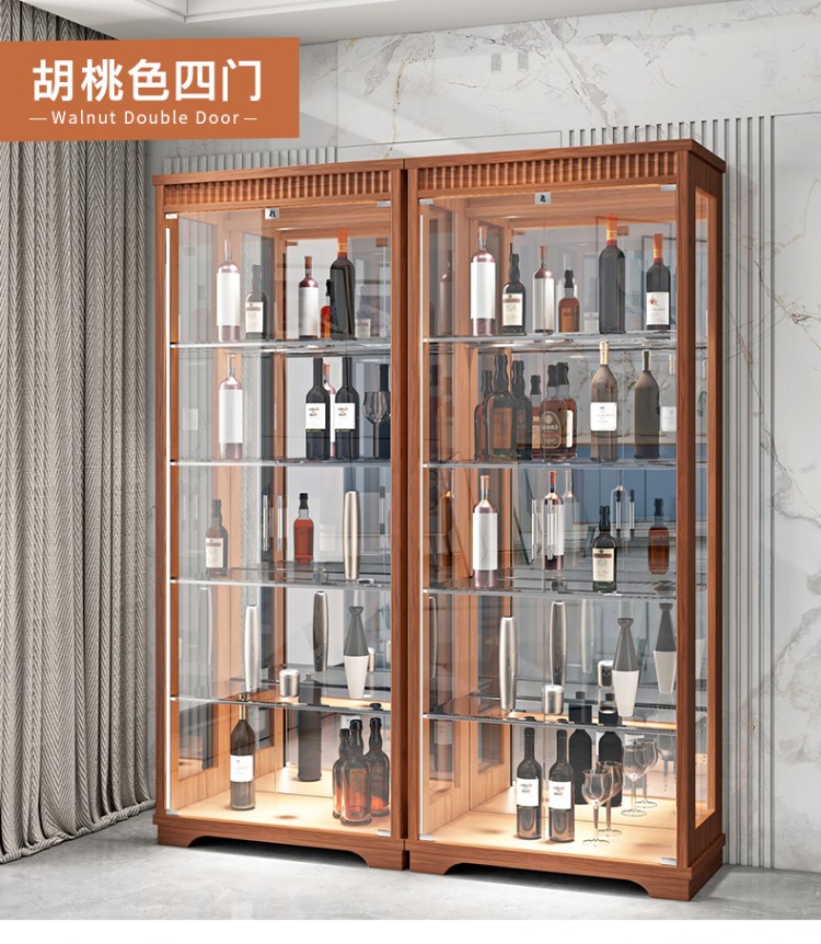 实木玻璃酒柜展示柜客厅家用现代简约储物柜中式酒柜