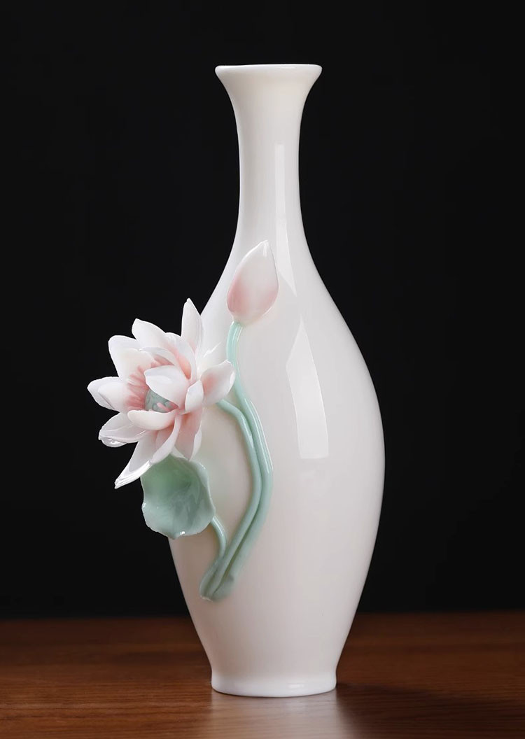 手工美人瓶高级感陶瓷花瓶摆件客厅玄关插花摆件新中式家居装饰品