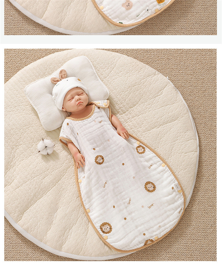 婴儿睡袋纯棉纱布睡觉防踢被神器春秋无袖空调房夏季薄款背心睡袋