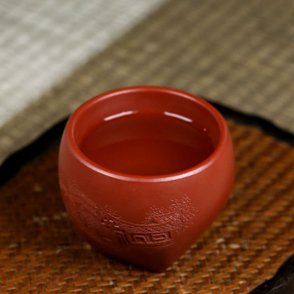 紫砂艺人乔辰80cc原矿大红袍忆江南宜兴紫砂杯品茗杯主人杯