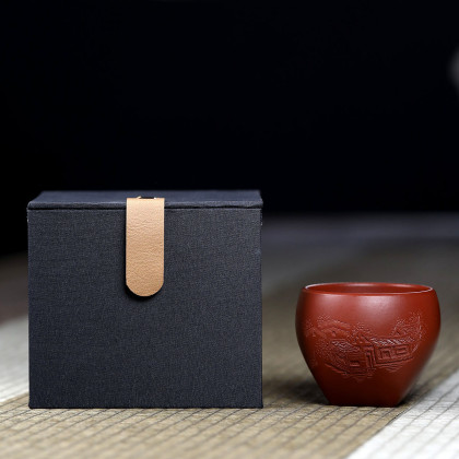 紫砂艺人乔辰80cc原矿大红袍忆江南宜兴紫砂杯品茗杯主人杯