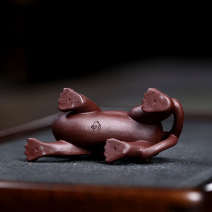 紫砂艺人乔辰宜兴原矿紫砂泥对貔貅茶宠摆件功夫茶道配件把玩件