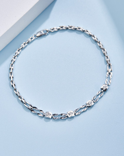 【共约18分】pt950铂金钻石手链vvs净度ij色钻石手链