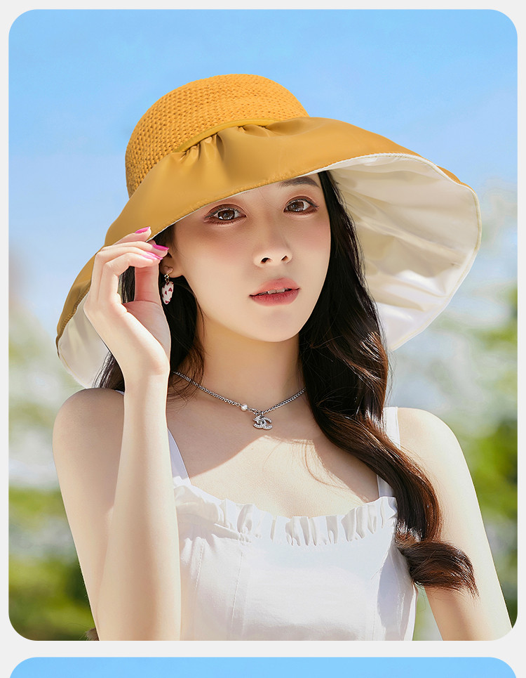 高级感太阳帽女夏季防紫外线时尚遮脸帽子女士防晒遮阳帽渔夫帽