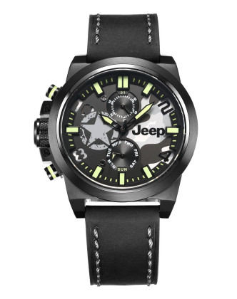 jeep手表仪表盘设计迷彩装饰防水黑皮带石英手表