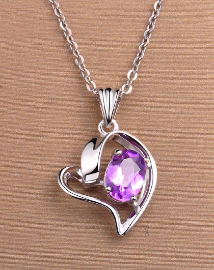 项链 天然粉晶处女座银吊坠时尚简约锁骨链百搭配饰品生日礼物