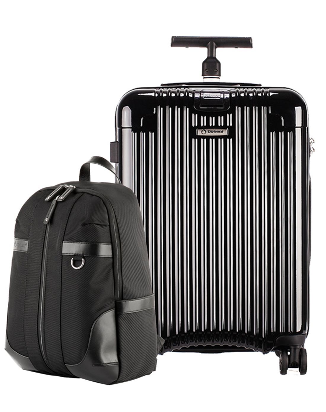 外交官拉杆箱万向轮行李箱配黑色双肩包组合