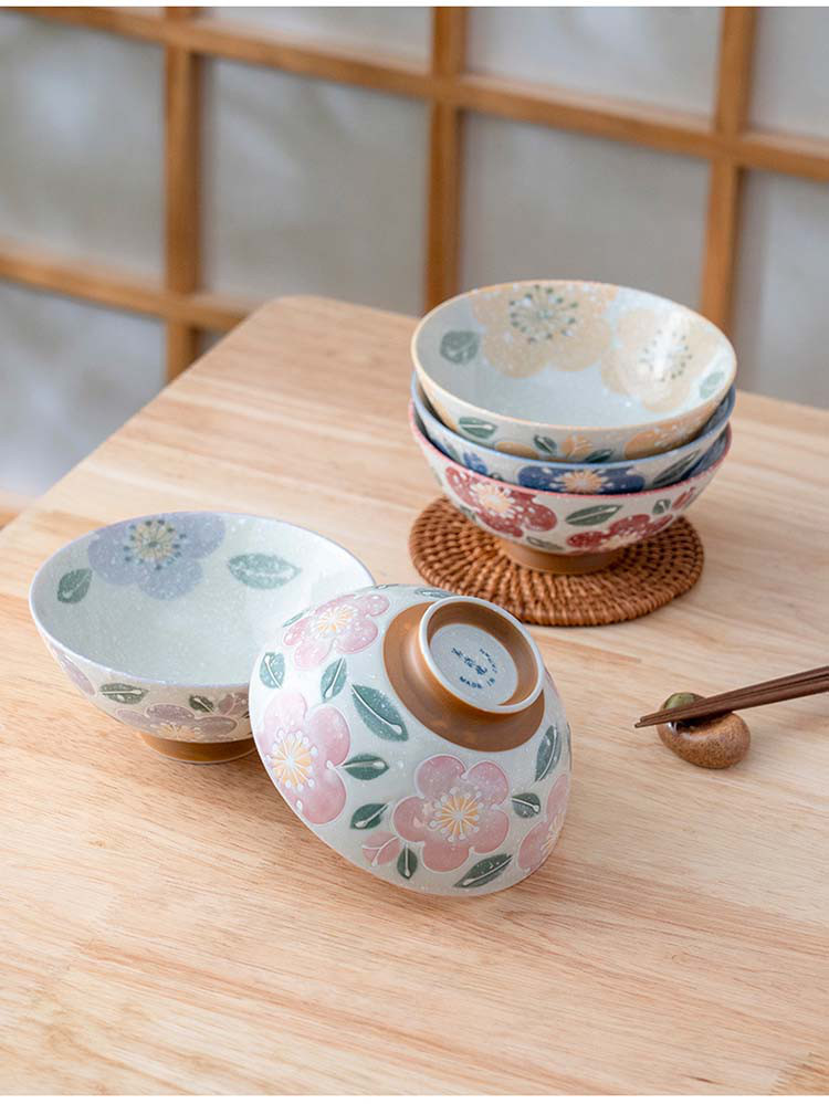 日式进口釉下彩梅花米饭碗小碗大碗家用陶瓷高颜值餐具套装组合