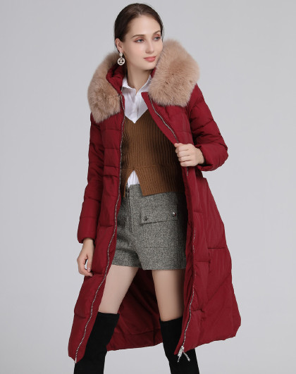 羽绒服女中长款秋冬新款长过膝连帽厚款保暖休闲羽绒外套