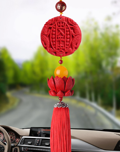 红色朱砂出入平安汽车挂件出车内饰品后视镜车载挂件