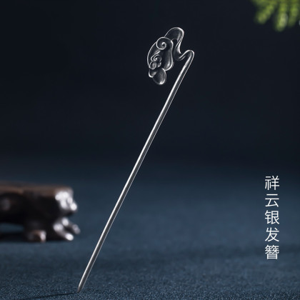 祥云银发簪云上发钗复古老旧物件云朵盘发头饰传统国风