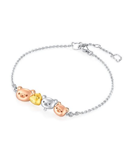 轻松小熊18k金钻石手链含延长链定价