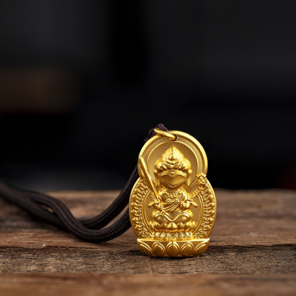 足金吊坠虚空藏菩萨黄金吊坠男女款本命佛链坠金佛牌配绳计价