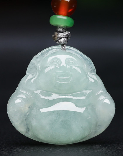 冰糯种a货翡翠飘绿麒麟献瑞玉吊坠/玉挂件/翡翠吊坠