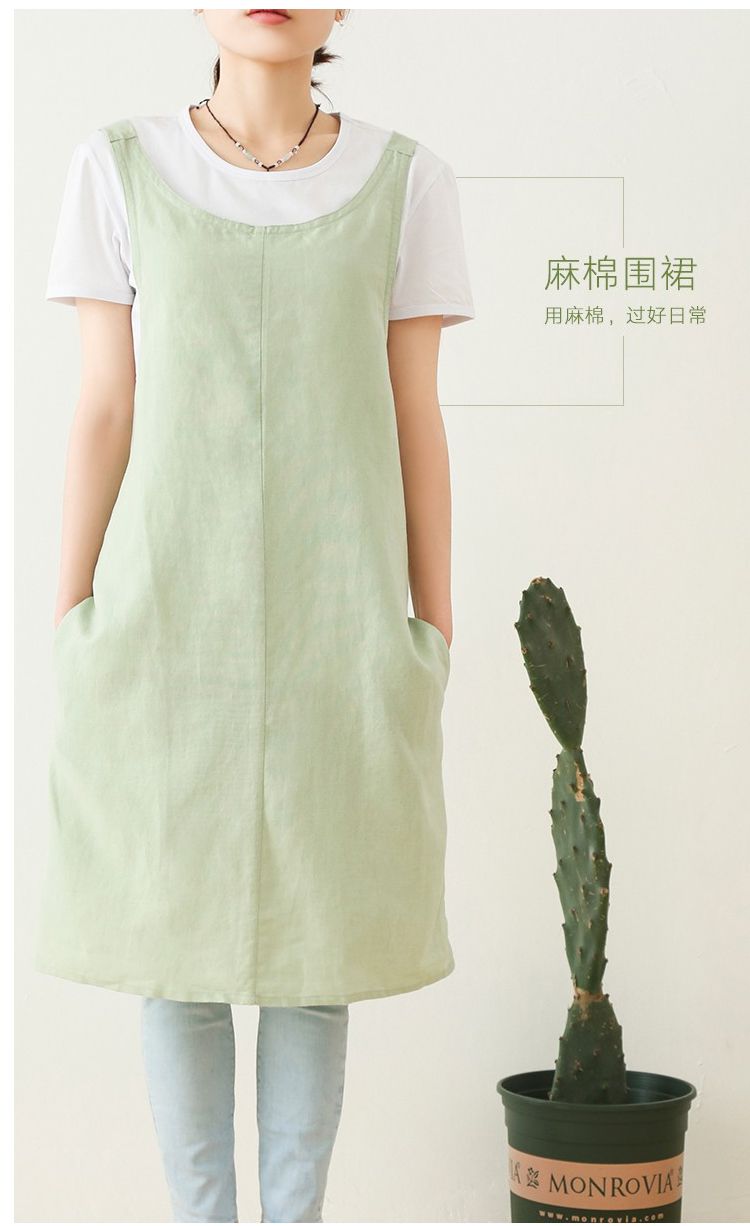 一体裁剪麻棉围裙