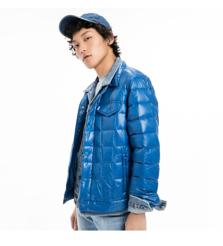 李维斯男士蓝色羽绒夹克外套
