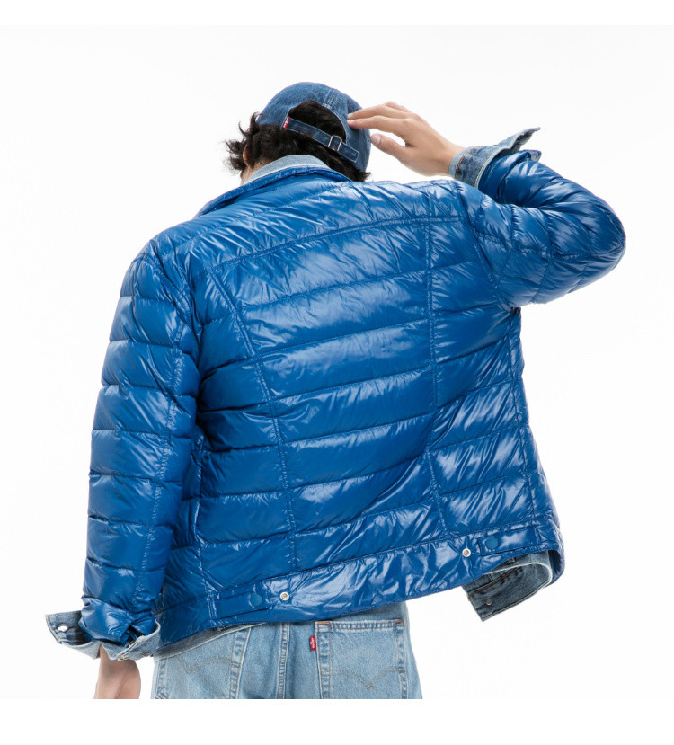 李维斯男士蓝色羽绒夹克外套