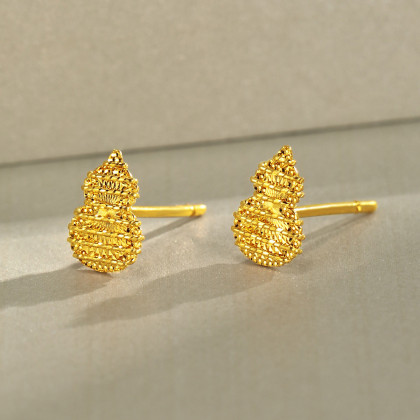 5g黄金耳饰葫芦足金耳环耳钉黄金耳钉生日礼物送女友