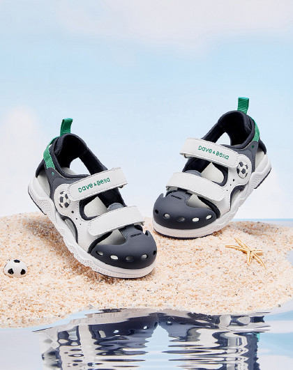 儿童凉鞋男童夏季沙滩鞋中大童潮流轻便透气露趾运动凉鞋安踏童鞋