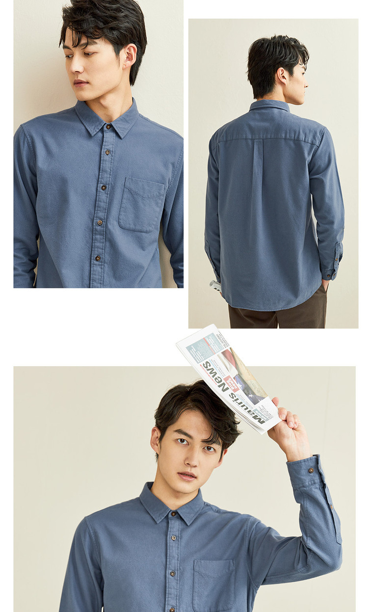 厚实法兰绒男式衬衫春季纯棉商务休闲长袖休闲衬衫男款