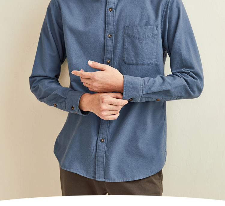 厚实法兰绒男式衬衫春季纯棉商务休闲长袖休闲衬衫男款