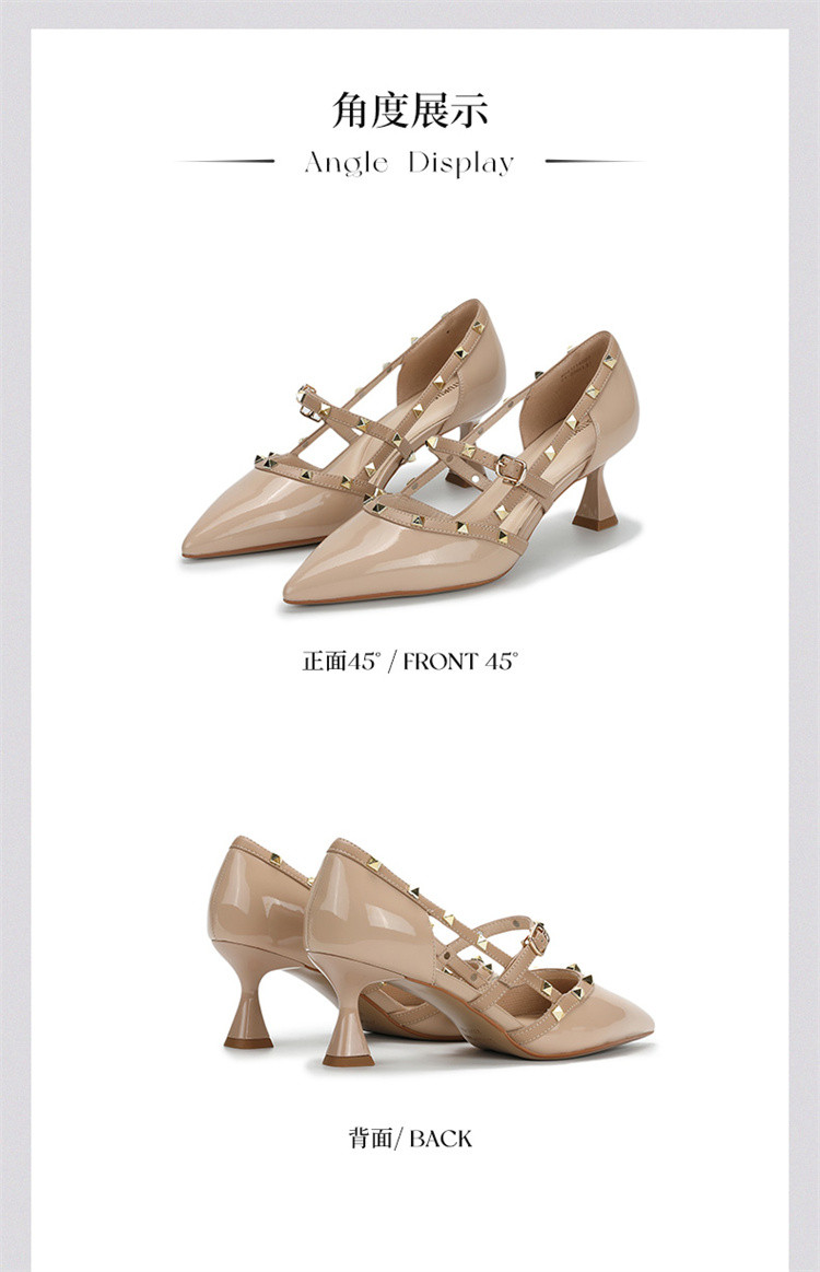 【矜贵牛皮】星期六旗下铆钉高跟鞋女夏款时尚优雅单鞋专柜同款