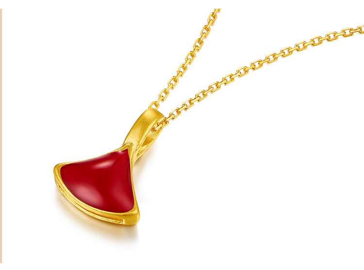 扇舞(绯红)黄金吊坠女硬金足金吊坠(配镀金银项链)