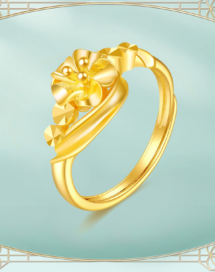 仿钻花头女戒黄金戒指足金女士戒指(计价)