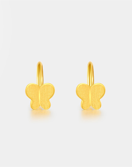 小确幸黄金耳钉足金耳饰5d硬金星星闪粉珐琅送女友礼物单只