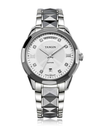 瑞士天珺tangin正品进口时尚钨钢系列男士石英手表经典简约商务休闲