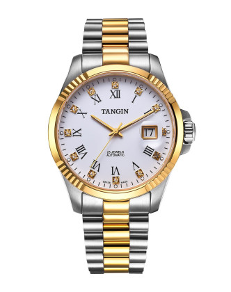瑞士天珺tangin正品进口尊耀系列经典商务镶钻全自动机械表男士手表男