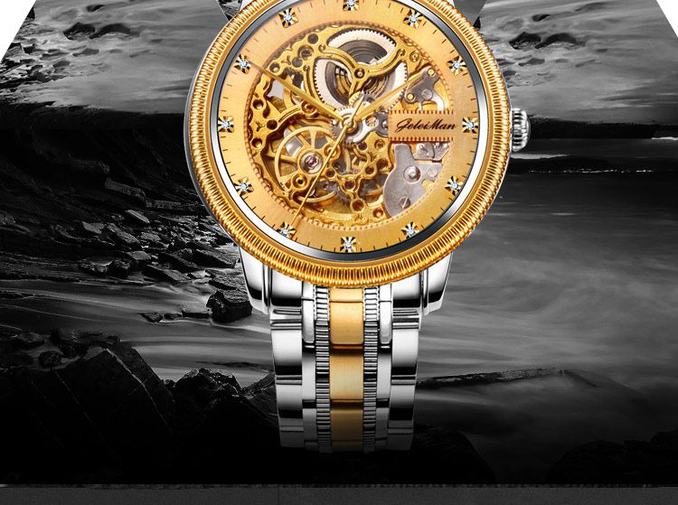 格雷曼 时尚镶钻镂空男士机械表